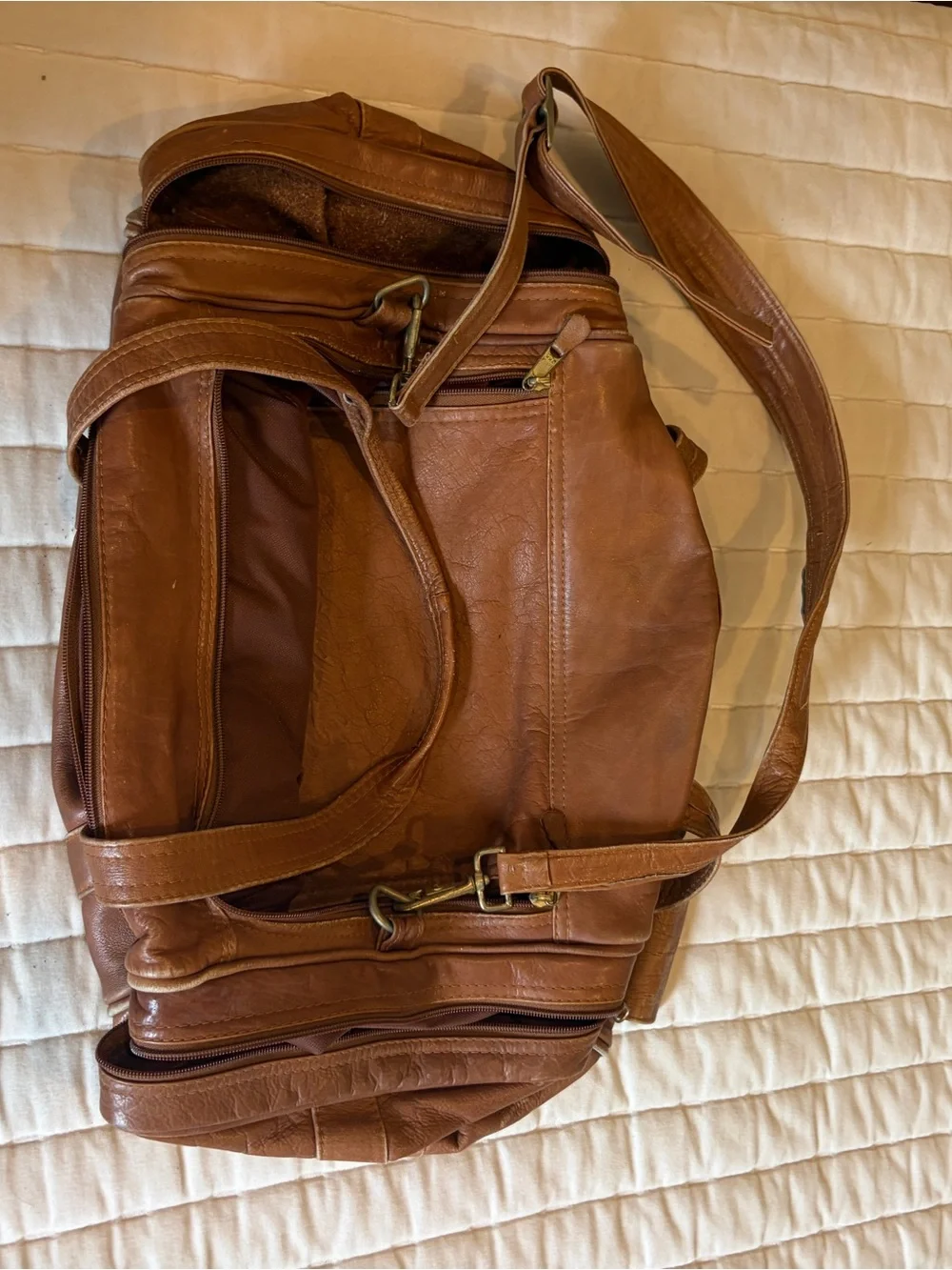Men's Leather Messenger Bag - Brown